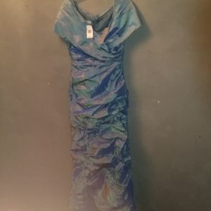 Teri Jon NWT $760 Ruched, Shimmery Mermaid Dress